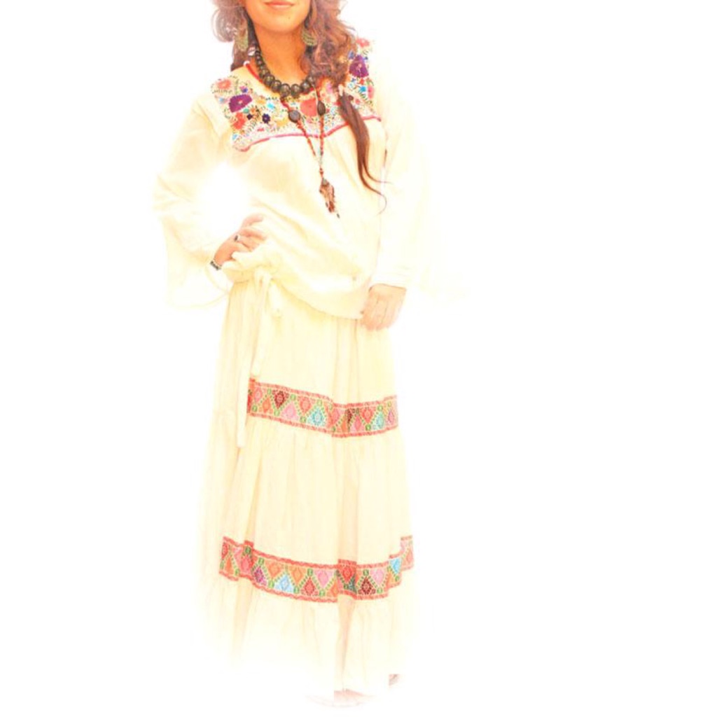Mexican Embroidered Bohemian Blouse Long Sleeve